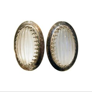 quartz cabochon earrings - sterling silver